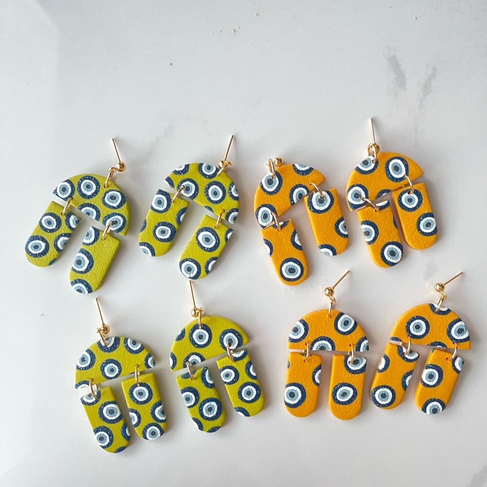Evil eye polymer clay earrings
